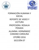 FORMACION HUMANA. REPORTE DE VIDEO Y LECTURA