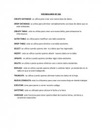 Vocabulario sql. Página 1