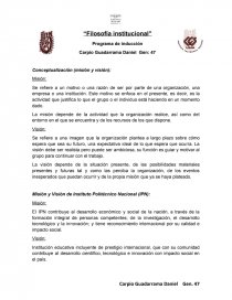 “Filosofía institucional” Programa de inducción. Página 1