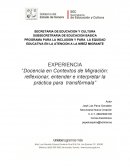 Docencia en Contextos de Migración: reflexionar, entender e interpretar la práctica para transfórmala.