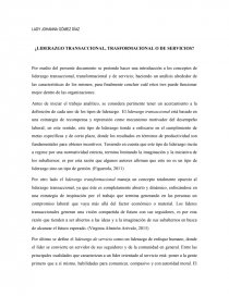 ¿LIDERAZGO TRANSACCIONAL, TRASFORMACIONAL O DE SERVICIOS?. Página 1