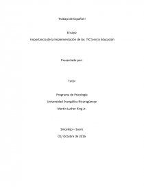 Importancia de la Implementación de las TIC’S en la Educación. Página 1