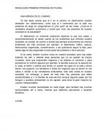 REDACCION PRIMERA PERSONA EN PLURAL. Página 1