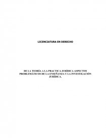 DE LA TEORÍA A LA PRACTICA JURÍDICA ASPECTOS PROBLEMÁTICOS DE LA ENSEÑANZA Y LA INVESTIGACIÓN JURÍDICA.. Página 1