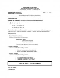 DESCOMPOSICION FACTORIAL (FACTOREO). GENERALIDADES.. Página 1