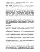 COMPARACIÓN DE LA ANTERIOR EDUCACIÓN CON LA ACTUAL A PARTIR DE NUESTRAS EXPERIENCIAS.