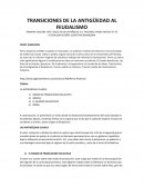 TRANSICIONES DE LA ANTIGÜEDAD AL FEUDALISMO. LA ANTIGÜEDAD CLASICA