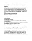 EVIDENCIA, INVESTIGACION Y CONOCIMIENTO ENFERMERO.