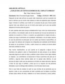 ANÁLISIS DEL ARTÍCULO: ¿CUÁLES SON LOS COSTOS ECONÓMICOS DEL CONFLICTO ARMADO?