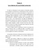 Tema 3: Los orígenes de la actividad comercial.