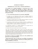 1- El período de la Segunda República se caracteriza por ser muy inestable y con cambios muy marcados. Se inicia en 1865 con la Restauración y termina con la Primera Ocupación Militar de los Estados Unidos a nuestro país en 1916, donde perdimos nueva