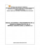 MANUAL DE NORMAS Y PROCEDIMIENTOS CONTABLES DE LA EMPRESA AGROPECUARIA LA SIERRA C.A