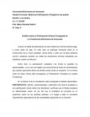 Análisis sobre La Participación Directa Consagrada en La Constitución Bolivariana de Venezuela