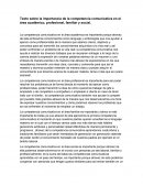 Texto sobre la importancia de la competencia comunicativa en el área académico, profesional, familiar y social