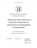 “Reseña del Texto: Historia de la historia de la educación. Un acercamiento a la historiografía contemporánea”