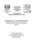 Analisis art 123 Disposición constitucional en materia de los servidores públicos y sanciones a los servidores públicos