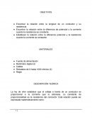 Ley de Ohm. Encontrar la relación entre la longitud de un conductor y su resistencia