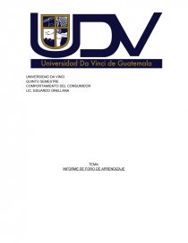 UNIVERSIDAD DA VINCI QUINTO SEMESTRE COMPORTAMIENTO DEL CONSUMIDOR LIC. EDUARDO ORELLANA. Página 1