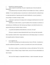 Responde las siguientes preguntas ¿Qué es logística de marketing?. Página 1