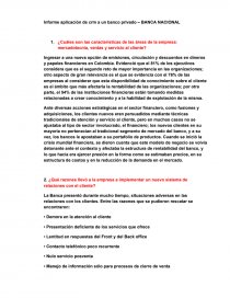 Informe aplicación de crm a un banco privado – BANCA NACIONAL. Página 1