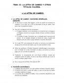 TEMA 10. LA LETRA DE CAMBIO Y OTROS TÍTULOS VALORES.