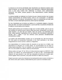 Importancia de la Lectura. La lectura es una de las actividades más importantes que debemos realizar como seres humanos. Página 1