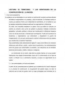 LECTURA: EL TERRITORIO Y LAS IDENTIDADES EN LA CONSTRUCCIÓN DE LA NACIÓN.