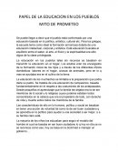 PAPEL DE LA EDUCACION EN LOS PUEBLOS