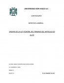 DERECHO LABORAL ENSAYO DE LA LEY FEDERAL DEL TRABAJO DEL ARTICULO 20 AL 55