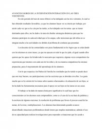 AVANCES/LOGROS DE LA INTERVENCIÓN/INTERACCIÓN EN LAS TRES VERTIENTES:. Página 1
