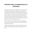 CRITERIOS PARA LA ELABORACION DE LA ANTOLOGÍA..