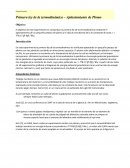 El objetivo de este experimento es comprobar la primera ley de la termodinámica mediante el aplastamiento de un pequeño pedazo de plomo y el cálculo simultáneo de la la constante de Joule,