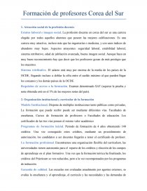 Resumen Formación de Profesores Corea del Sur. Página 1