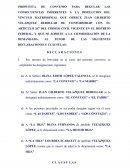 PROPUESTA DE CONVENIO PARA REGULAR LAS CONSECUENCIAS INHERENTES A LA DISOLUCIÓN DEL VÍNCULO MATRIMONIAL QUE OFRECE JUAN GILBERTO VELÁZQUEZ REBOLLAR DE CONFORMIDAD CON EL ARTÍCULO 267 DEL CÓDIGO CIVIL VIGENTE EN EL DISTRITO FEDERAL, Y QUE SE SOMETE A