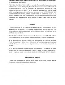 LICENCIADO MARIO EFREN LAPARRA ANGEL, COORDINADOR GENERAL DEL BUFETE POPULAR “LICENCIADO MARIO LOPEZ LARRAVE” ADSCRITO A LA DIVISIÓN DE CIENCIAS JURIDICAS Y SOCIALES DEL CENTRO UNIVERSITARIO DE OCCIDENTE DE LA UNIVERSIDAD DE SAN CRLOS DE GUATEMALA.. Página 1