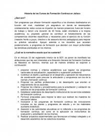 Historia de los Cursos de Formación Continua en Jalisco. Página 1