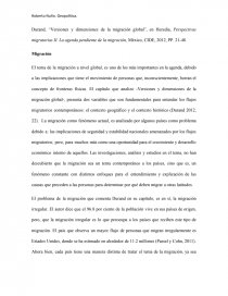 “Versiones y dimensiones de la migración global”, en Heredia, Perspectivas migratorias II. La agenda pendiente de la migración, México, CIDE, 2012, PP. 21-48.. Página 1