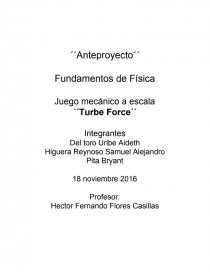 El protótipo de proyecto que decidimos utlizar y personificar es un juego mecanico a escala, la razón de nuestra elección fue la siguente ningún video, procedimiento que observamos por internet en nuestra perspectiva eran muy simples. Página 1