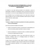 HACIA UNA CULTURA DE PROMOCION A LA SALUD
