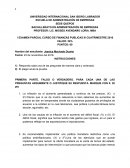 EXAMEN PARCIAL CURSO DE FINANZAS PUBLICAS III CUATRIMESTRE 2016