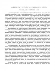 LAS DIFERENCIAS Y CONFLICTOS DE LAS RELIGIONES MONOTEISTAS. Página 1