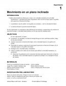 Movimiento en un plano inclinado