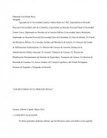 “LOS RECURSOS EN EL PROCESO PENAL”. Página 1