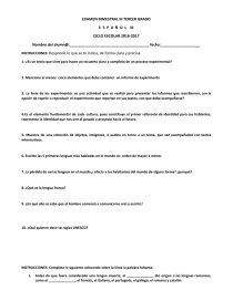 EXAMEN BIMESTRAL III TERCER GRADO. Página 1