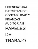 LICENCIATURA EJECUTIVA DE CONTABILIDAD Y FINANZAS AUDITORIA II PAPELES DE TRABAJO HOJAS DE TRABAJO CEDULA SUMARIA PAPELES DE ARCHIVO PERMANENTE