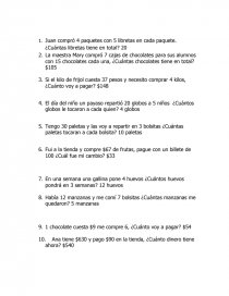 La resolución de problemas matemáticos básicos que involucran operaciones de suma. Página 1