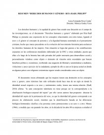 RESUMEN “DERECHOS HUMANOS Y GÉNERO - RITA RADL PHILIPP”. Página 1