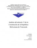 Análisis del artículo 13 de la Constitución de la República Bolivariana de Venezuela
