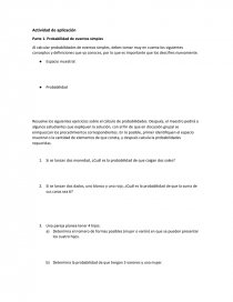 Actividad de aplicación Parte 1. Probabilidad de eventos simples. Página 1