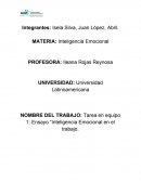 Tarea en equipo 1: Ensayo “Inteligencia Emocional en el trabajo.